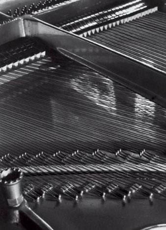 Schwarz-Weiß-Foto, Nahaufnahme 
Klavierseiten eines Flügels 
Foto: Aenne Biermann 1928 