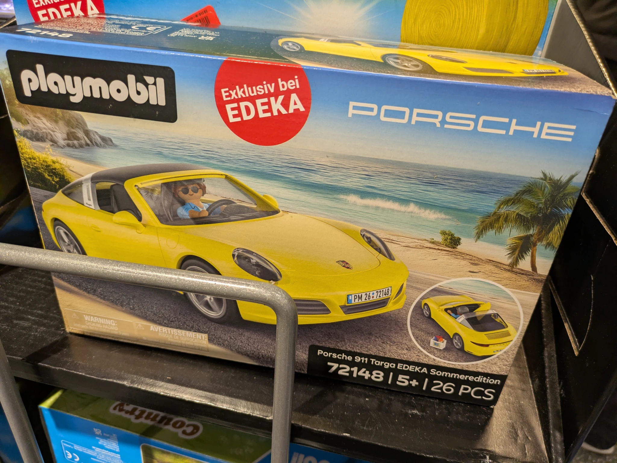 eine packung playmobil gelber porsche