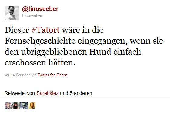 #tatort-Status von @tinoseeber